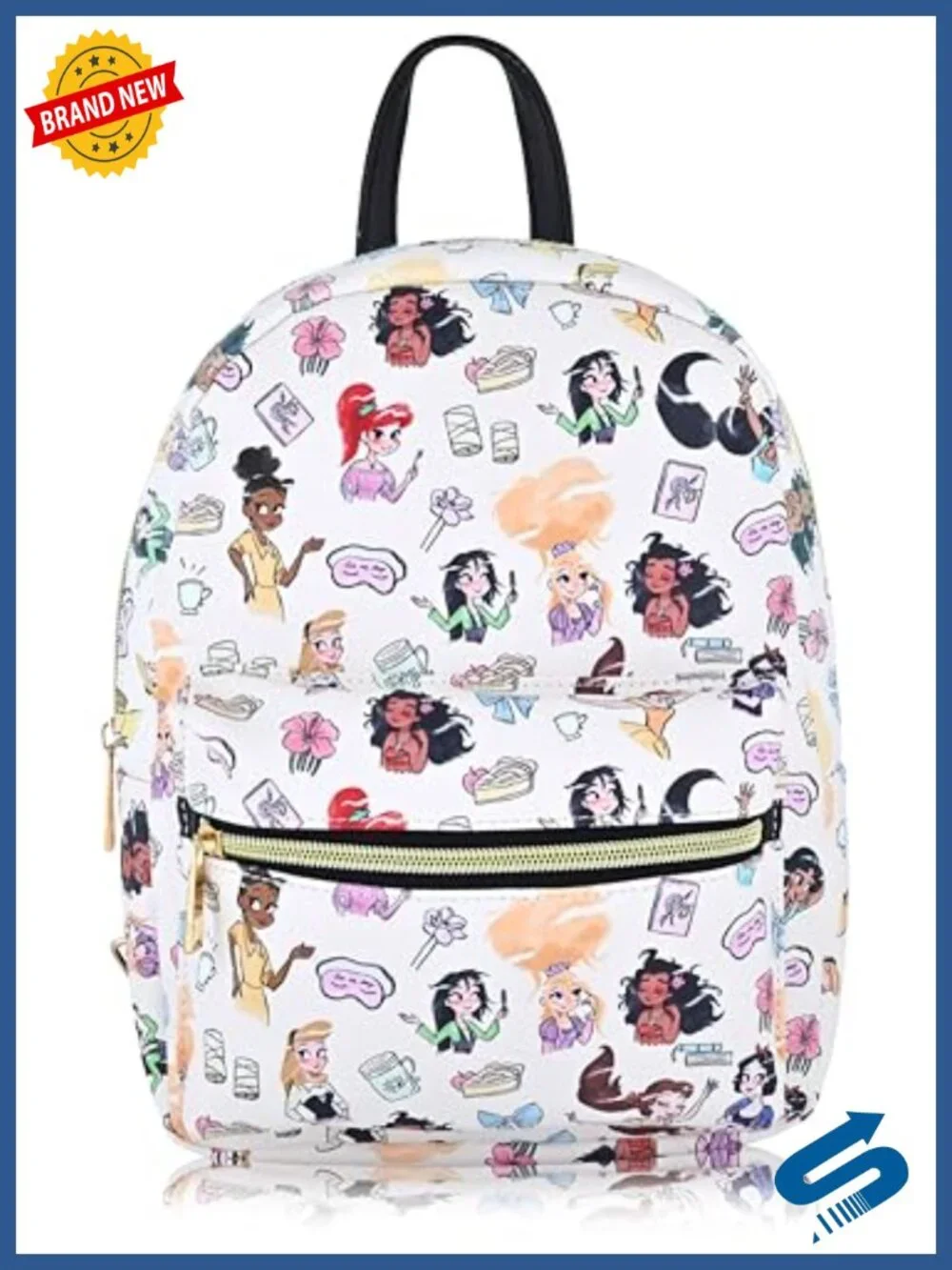 Disney Princess Mini Backpack PU Leather Adjustable Straps
